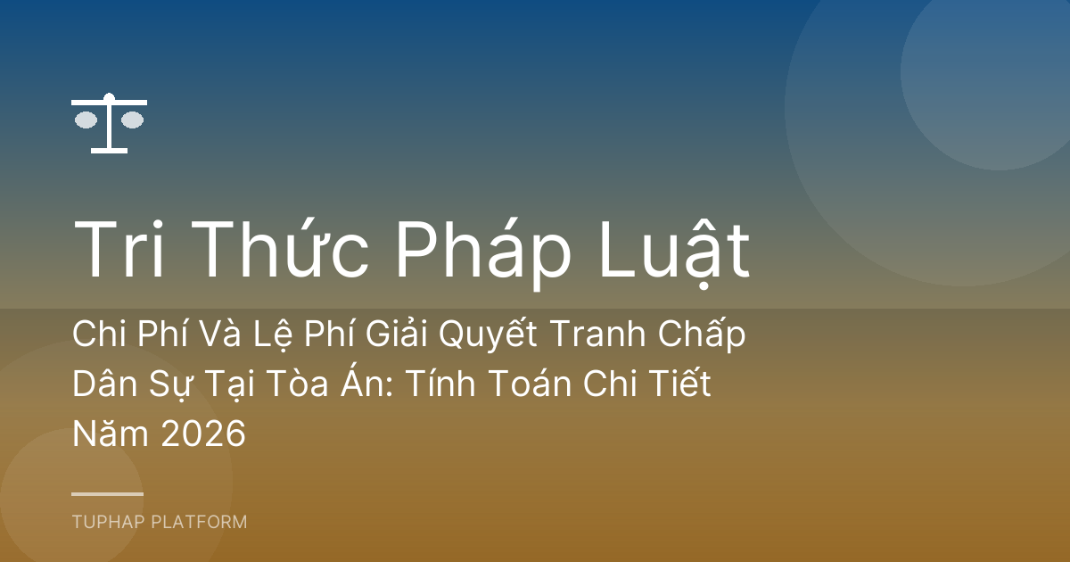 Chi Phí Và Lệ Phí Giải Quyết Tranh Chấp Dân Sự Tại Tòa Án: Tính Toán Chi Tiết Năm 2026