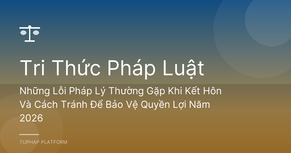 Những Lỗi Pháp Lý Thường Gặp Khi Kết Hôn Và Cách Tránh Để Bảo Vệ Quyền Lợi Năm 2026
