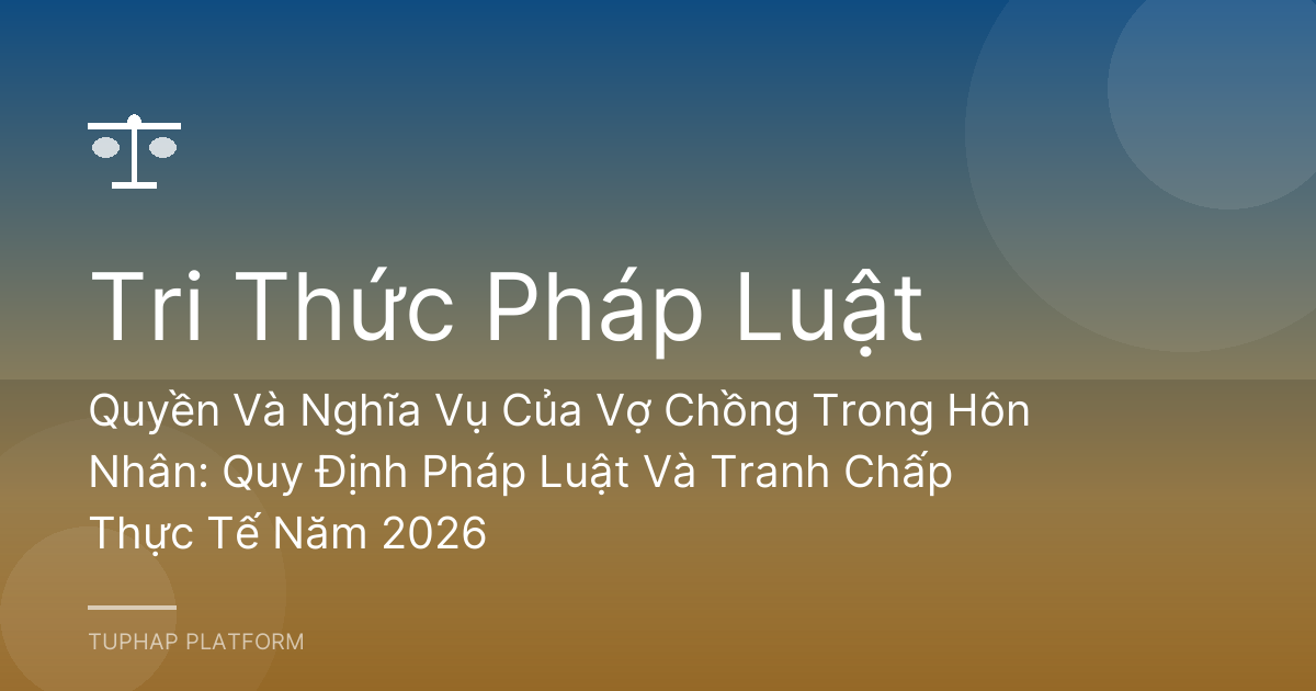 Quyền Và Nghĩa Vụ Của Vợ Chồng Trong Hôn Nhân: Quy Định Pháp Luật Và Tranh Chấp Thực Tế Năm 2026