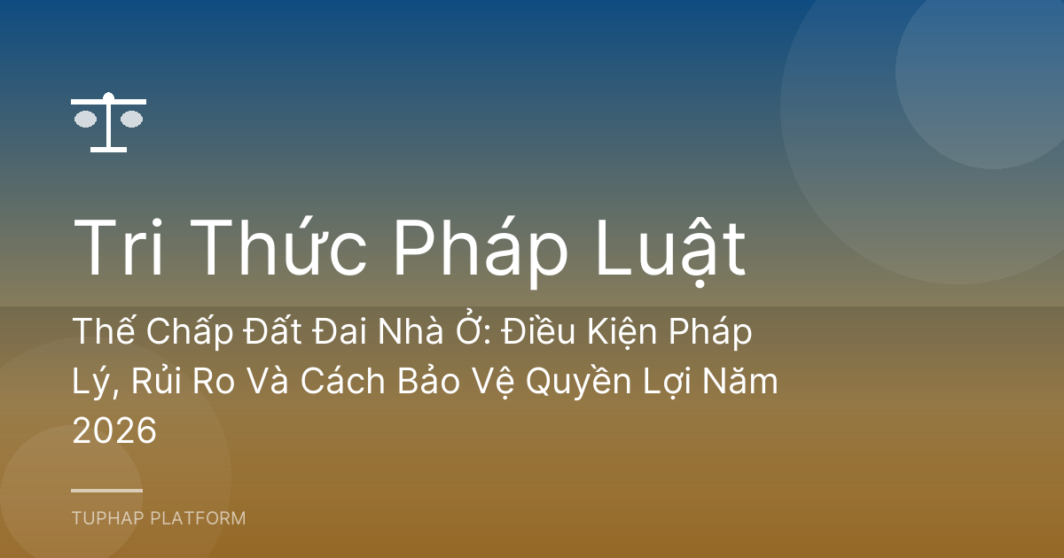 Thế Chấp Đất Đai Nhà Ở: Điều Kiện Pháp Lý, Rủi Ro Và Cách Bảo Vệ Quyền Lợi Năm 2026