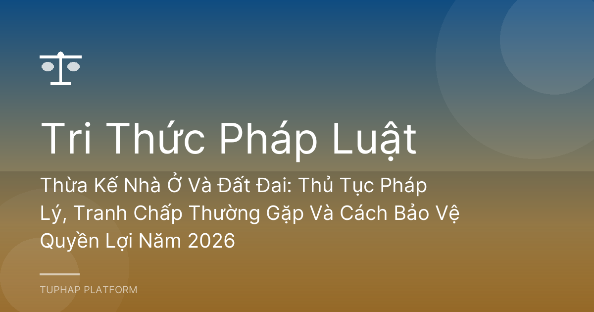 Thừa Kế Nhà Ở Và Đất Đai: Thủ Tục Pháp Lý, Tranh Chấp Thường Gặp Và Cách Bảo Vệ Quyền Lợi Năm 2026