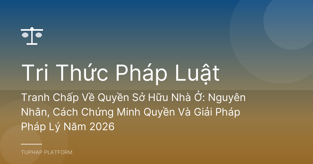 Tranh Chấp Về Quyền Sở Hữu Nhà Ở: Nguyên Nhân, Cách Chứng Minh Quyền Và Giải Pháp Pháp Lý Năm 2026